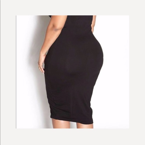 ALMOST GONE NWT Black Bodycon Midi Dress - Picture 2 of 3